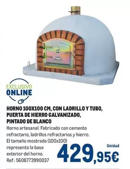 Blanco - Horno 100x100 Cm, Con Ladrillo Y Tubo, Puerta De Hierro Galvanizado, Pintado De