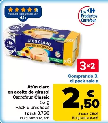 Carrefour Classic - Atun Claro En Aceite De Girasol