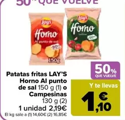 Lay's - Patatas Fritas Horno Al Punto De Sal 150 G (1) O Campesinas  130 G (2)
