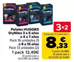 Huggies - Panales Drynites 3 A 5 Anos O 4 A 7 Anos O 8 A 15 Anos 