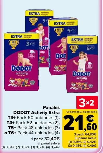 Dodot - Pañales Activity Extra T3, T4, T5 O T6