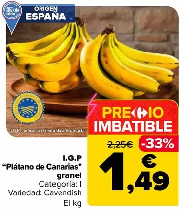I.G.P. “Plátano De Canarias" Granel
