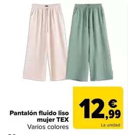 Pantalon Fluido Liso Mujer Tex