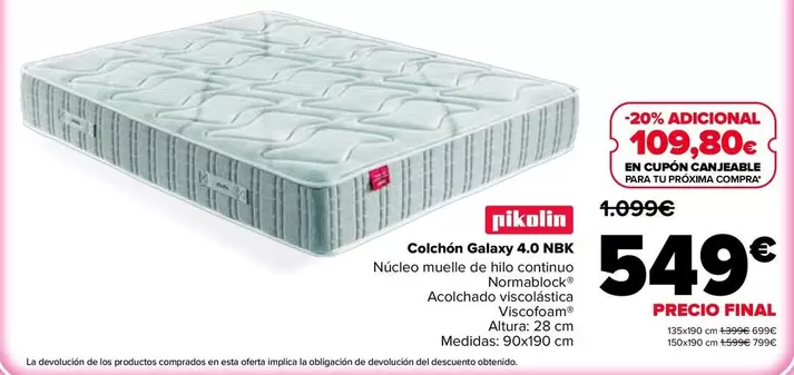 Pikolin - Colchon Galaxy 40 NBK