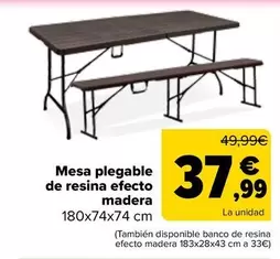 Mesa Plegable De Resina Efecto Madera