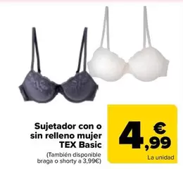 Tex Basic - Sujetador Con O  Sin Relleno Mujer 