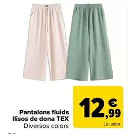 Pantalon Fluido Liso Mujer Tex