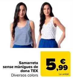 Tex - Camiseta  Sin Mangas Mujer 