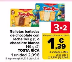 Tosta Rica - Galletas Banadas De Chocolate Con Leche 140 G (1) O Chocolate Blanco 146 G (2)