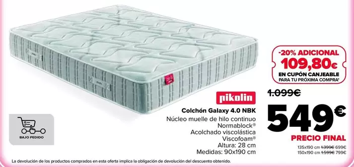 Pikolin - Colchon Galaxy 40 NBK
