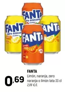 fanta - Limón, Naranja, Zero Naranja O Limón Lata