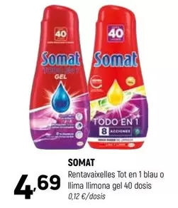 Somat - Rentavaixelles Tot En 1 Blau O Llima Llimona Gel 40 Dosis