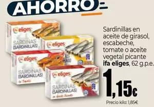 Ifa Eliges - Sardinillas En Aceite De Girasol, Escabeche, Tomate O Aceite Vegetal Picante