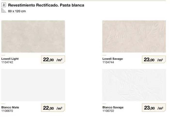 Argenta Cerámica - Revestimiento Rectificado Lowell Light/Lowell Savage/Blanco Mate/Blanco Savage