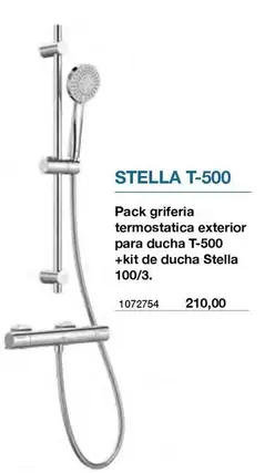 stella - Pack Griferia Termostatica Exterior Para Ducha T-500 + Kit De Ducha Stella