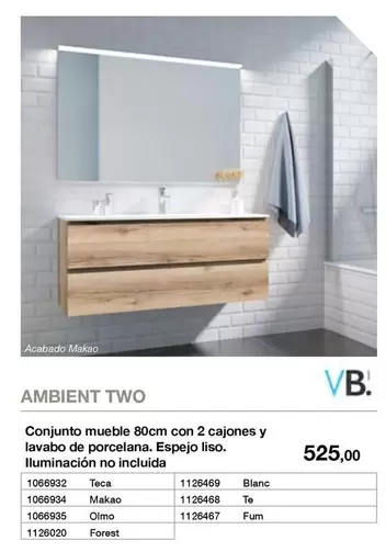 VB - Conjunto Mueble 80cm Con 2 Cajones Y Lavabo De Porcelana. Espejo Liso.