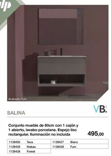 VB - Conjunto Mueble De 80cm Con 1 Cajon Y 1 Abierto, Lavabo Porcelana