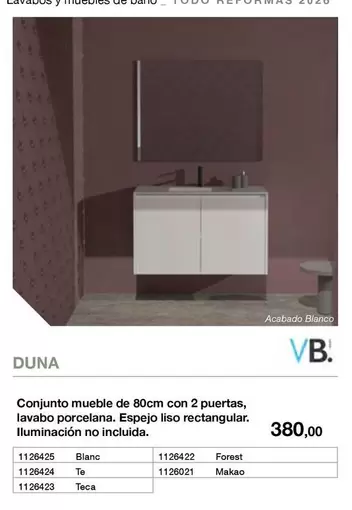 Blanco - Conjunto Mueble De 80cm Con 2 Puertas, Lavabo Porcelana, Espejo Liso Rectangular