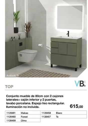 VB - Conjunto Mueble De 80cm Con 2 Cajones