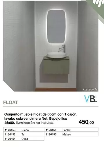 Flota - Conjunto Mueble Float De 60cm Con 1 Cajon