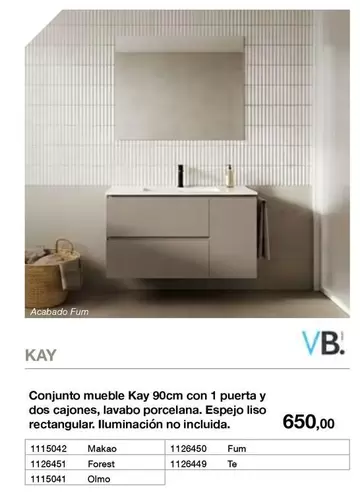 Villeroy & Boch - Kay Conjunto Mueble 90cm Con 1 Puerta Y Dos Cajones,lavabo Porcelana