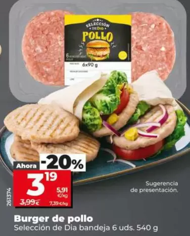 Seleccion De Dia - Burger De Pollo