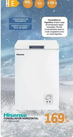 Hisense - Congelador Horizontal FT125D4AWE