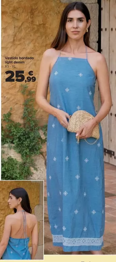 Vestido Bordado Light Denim