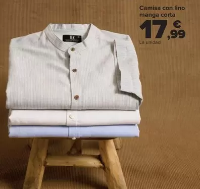 Camisa Con Lino Manga Corta