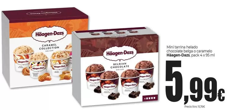 Häagen-Dazs - Mini Tarrina Helado Choccolate Belga O Caramelo