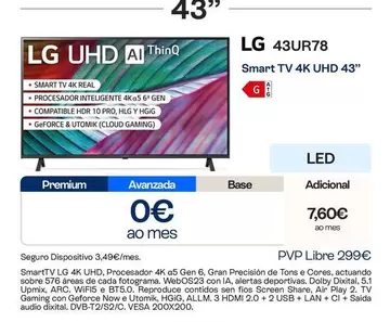 LG - Smart TV 4K UHD 43" 43UR78