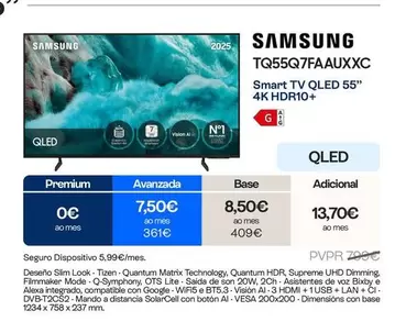 Samsung - Smart Tv QLED 55" 4K HDR10+ TQ55Q7FAAUXXC