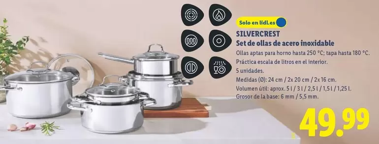 SilverCrest - Set De Ollas De Acero Inoxidable