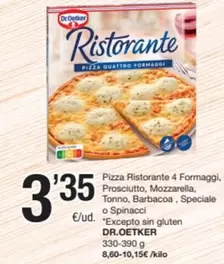 Dr Oetker - Pizza Ristorante 4 Formaggi, Prosciutto, Mozzarella, Tonno, Barbacoa, Speciale O Spinacci