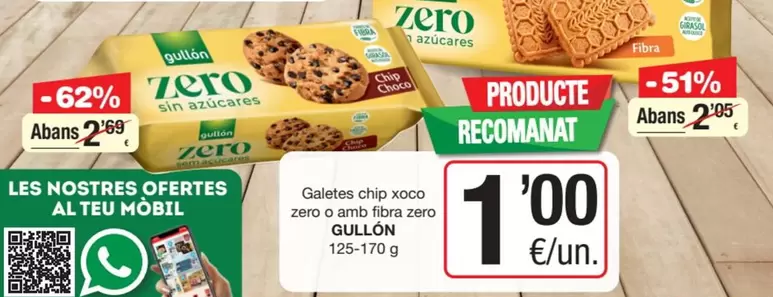 Gullón - Galetes Chip Xoco Zero O Amb Fibra Zero