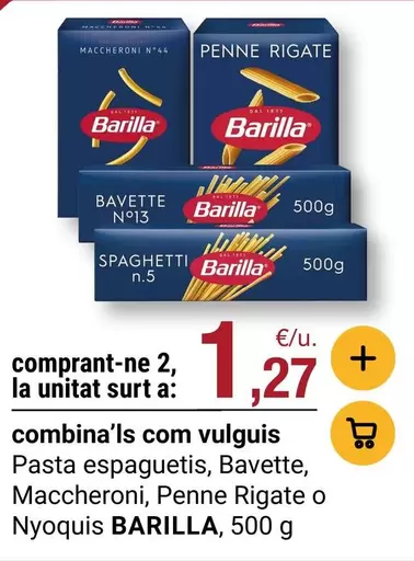 Barilla - Pasta Espaguetis, Bavette, Maccheroni, Penne Rigate O Nyquis
