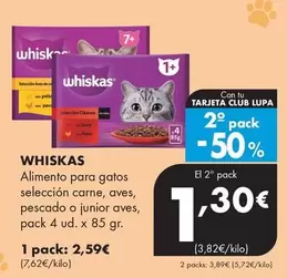 Whiskas - Alimento Para Gatos Selección Carne, Aves, Pescado O Junior Aves