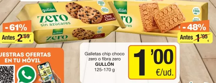 Gullón - Galletas Chip Choco Zero O Fibra Zero