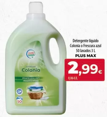 Plus - Detergente Líquido Colonia O Frescura Azul 50 Lavados