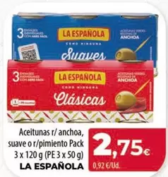 La Española - Aceitunas R/ Anchoa, Suave O R/pimiento Pack