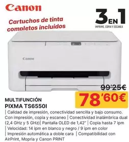 Canon - Cartuchos De Tinta Completos Incluidos Multifunción Pixma TS6550I