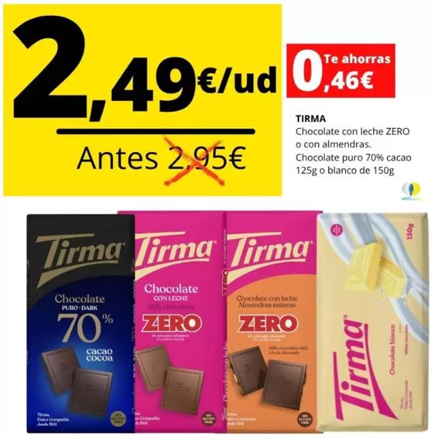 Tirma - Chocolate Con Leche Zero O Con Almendras