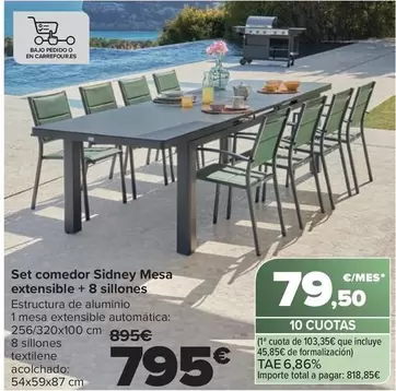 Set Comedor Sidney Mesa Extensible + 8 Sillones