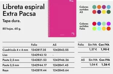Libreta Espiral Extra Pacsa