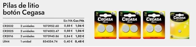 Cegasa - Pilas De Litio Botón