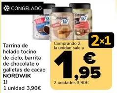 Nordwik - Tarrina De Helado Tocino De Cielo, Barrita De Chocolate O Galletas De Cacao