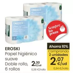 Eroski - Papel Higiénico Suave Doble Rollo