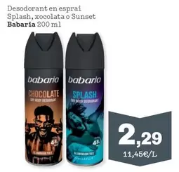 Babaria - Desodorant En Esprai Splash, Xocolata O Sunset