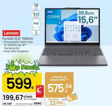 Lenovo - Portatil 15,6" 15IRH10