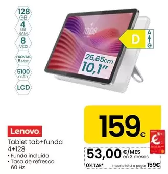 Lenovo - Tablet Tab+Funda 4+128
